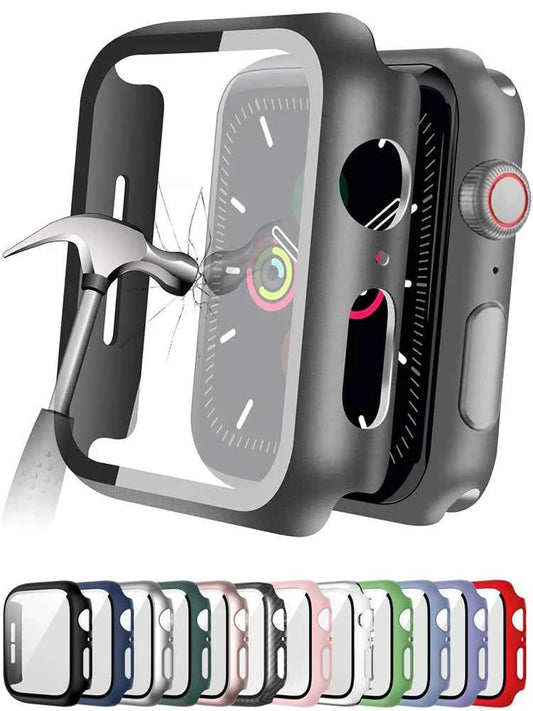 Tempered Glass Apple Watch Accessories Screen Protector and Case for 40mm 41mm 42mm 44mm 45mm Series 4 5 6 7 8 SE 9