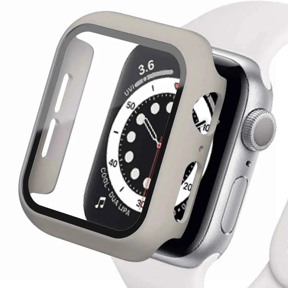 Tempered Glass Apple Watch Accessories Screen Protector and Case for 40mm 41mm 42mm 44mm 45mm Series 4 5 6 7 8 SE 9