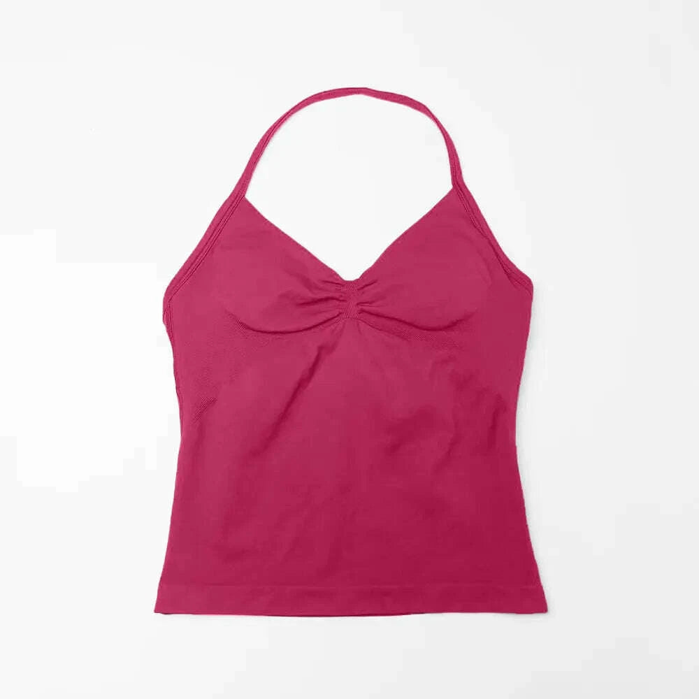 NCLAGEN Longline Yoga Sports Top Women's Fitness Tank with Beautiful Open Back Bra for Gym and Running Workout