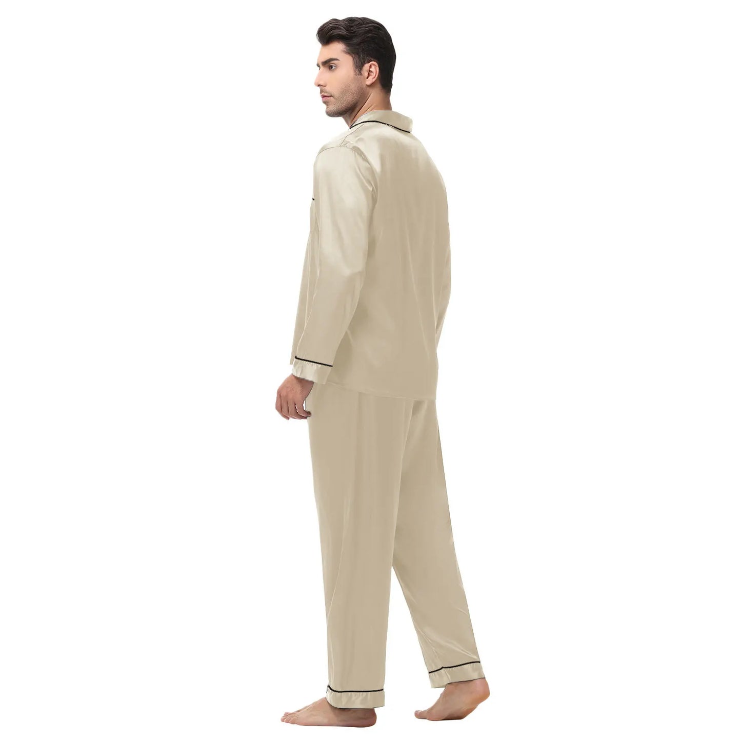 Men's Silk Satin Pajamas Set - Long Sleeve Sleepwear for Men, Soft Loungewear, S-2XL, Spring Nightwear