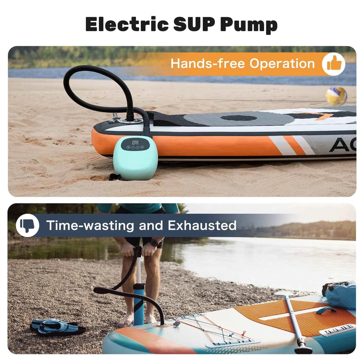 Electric SUP Pump 20PSI - dwndpump 38.48Wh Battery Inflatable Paddle Board, Kayak & Surf Board Inflation/Deflation