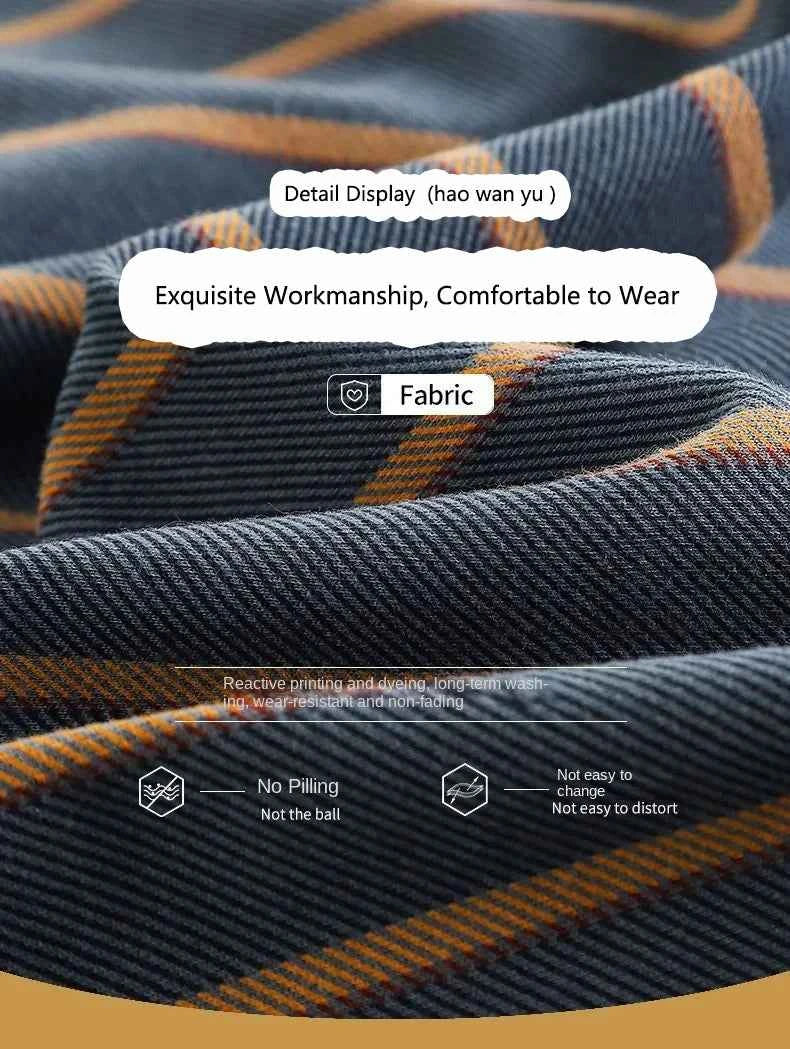 Spring Men's Pajamas Set for Fall and Winter - Long-Sleeved Top and Long Pants