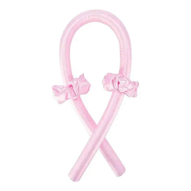 Heatless Curling Headband - Soft Silk Curls with No Heat Ribbon Hair Rollers for Effortless Hair Styling Pink no Clip CHINA