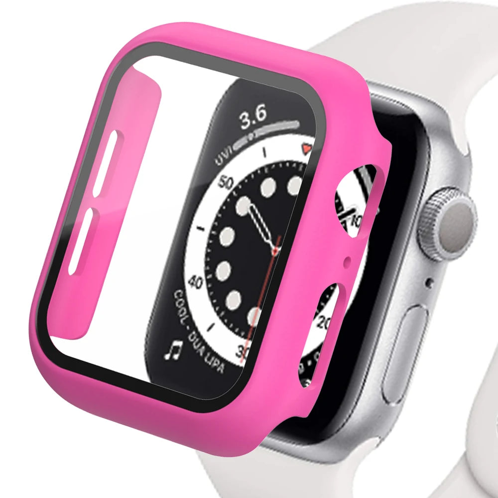 Tempered Glass Apple Watch Accessories Screen Protector and Case for 40mm 41mm 42mm 44mm 45mm Series 4 5 6 7 8 SE 9
