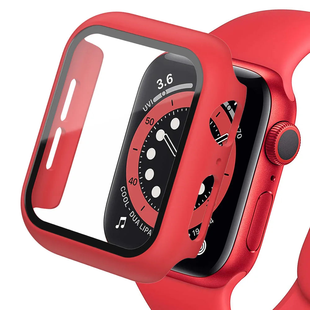 Tempered Glass Apple Watch Accessories Screen Protector and Case for 40mm 41mm 42mm 44mm 45mm Series 4 5 6 7 8 SE 9