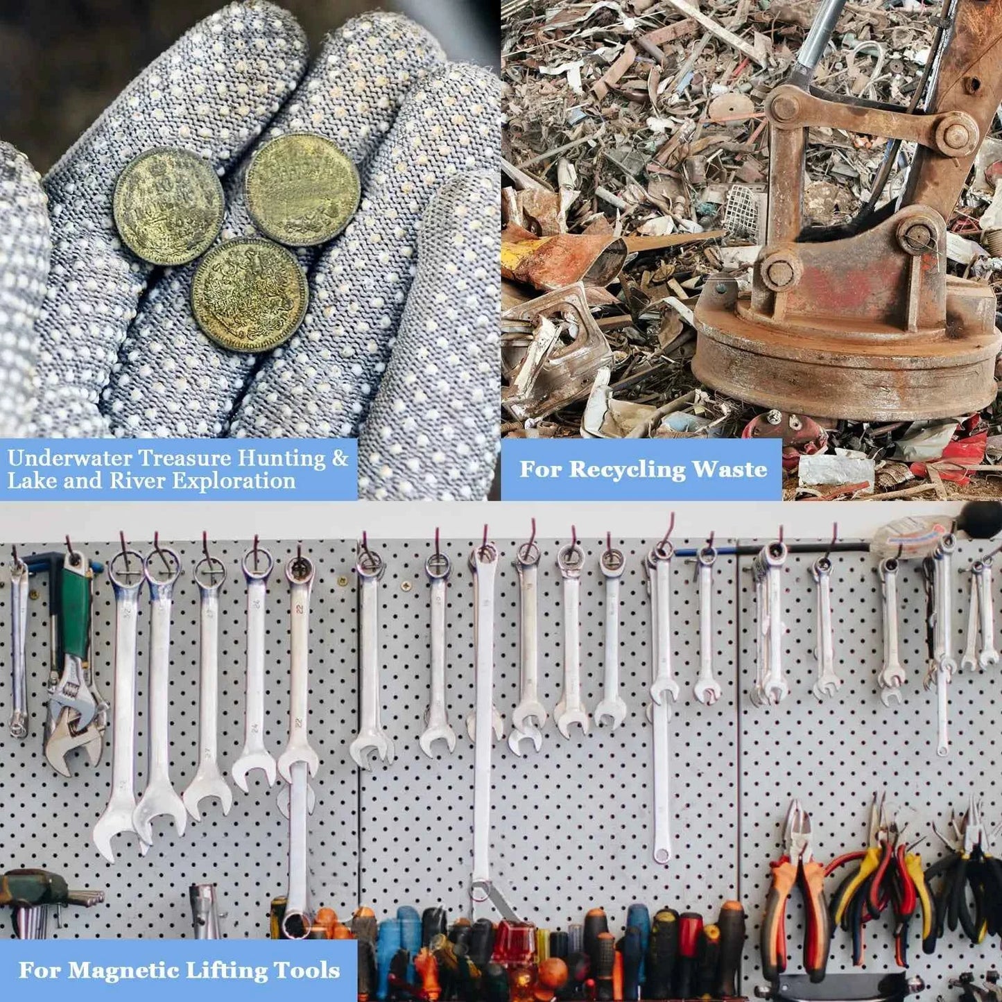 Super Strong Neodymium Fishing Magnets Heavy Duty with Countersunk Hole Eyebolt for Magnetic Fishing Salvage