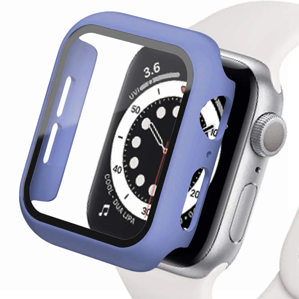Tempered Glass Apple Watch Accessories Screen Protector and Case for 40mm 41mm 42mm 44mm 45mm Series 4 5 6 7 8 SE 9