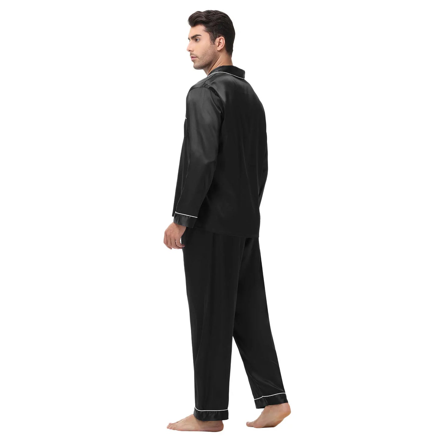 Men's Silk Satin Pajamas Set - Long Sleeve Sleepwear for Men, Soft Loungewear, S-2XL, Spring Nightwear