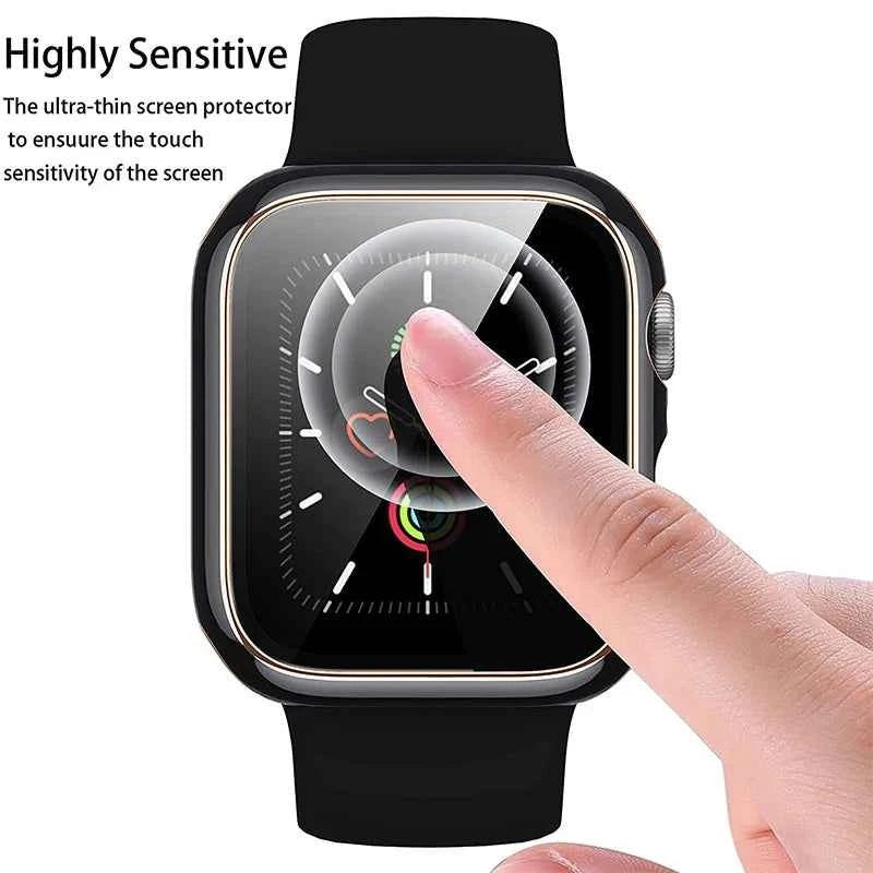 Tempered Glass Apple Watch Accessories Screen Protector and Case for 40mm 41mm 42mm 44mm 45mm Series 4 5 6 7 8 SE 9