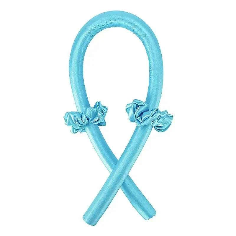 Heatless Curling Headband - Soft Silk Curls with No Heat Ribbon Hair Rollers for Effortless Hair Styling Blue no Clip CHINA
