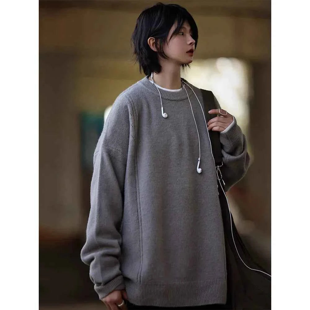 Korean Style Pure Color Knitted Sweater Women's Basic Casual Warm Top Autumn Winter New Arrival round Neck Full Sleeve