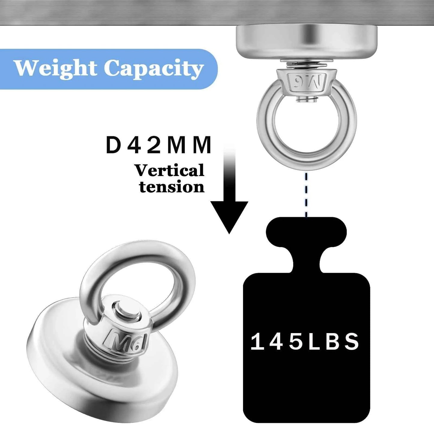 Super Strong Neodymium Fishing Magnets Heavy Duty with Countersunk Hole Eyebolt for Magnetic Fishing Salvage