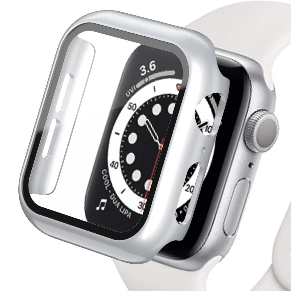Tempered Glass Apple Watch Accessories Screen Protector and Case for 40mm 41mm 42mm 44mm 45mm Series 4 5 6 7 8 SE 9