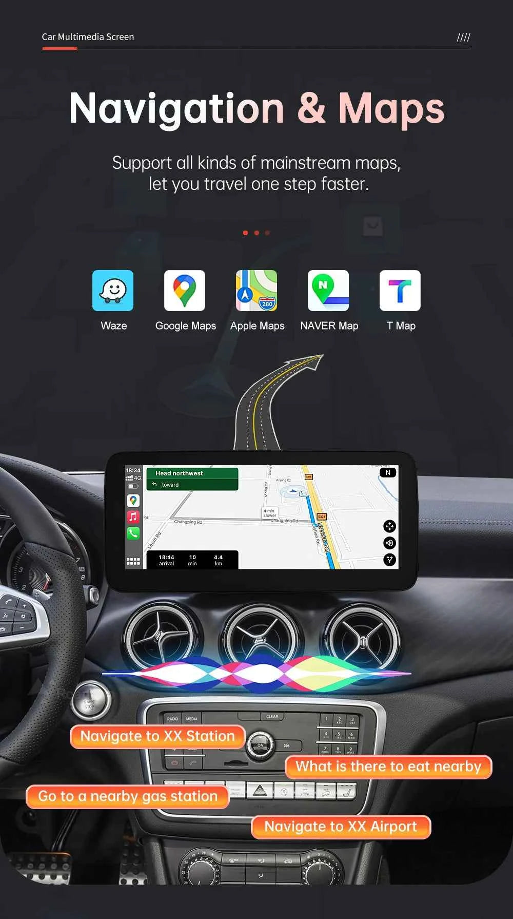 RoadTop Wireless CarPlay Display for Mercedes-Benz CLA GLA A Class W176 2016-2018 NTG5.0 TouchScreen