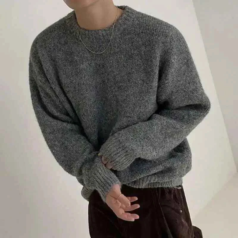 IEFB Men's Knitting Top Casual Loose Round Neck Pullover Sweater Spring Autumn Korean Fashion Male Solid Color Knits 9C2387