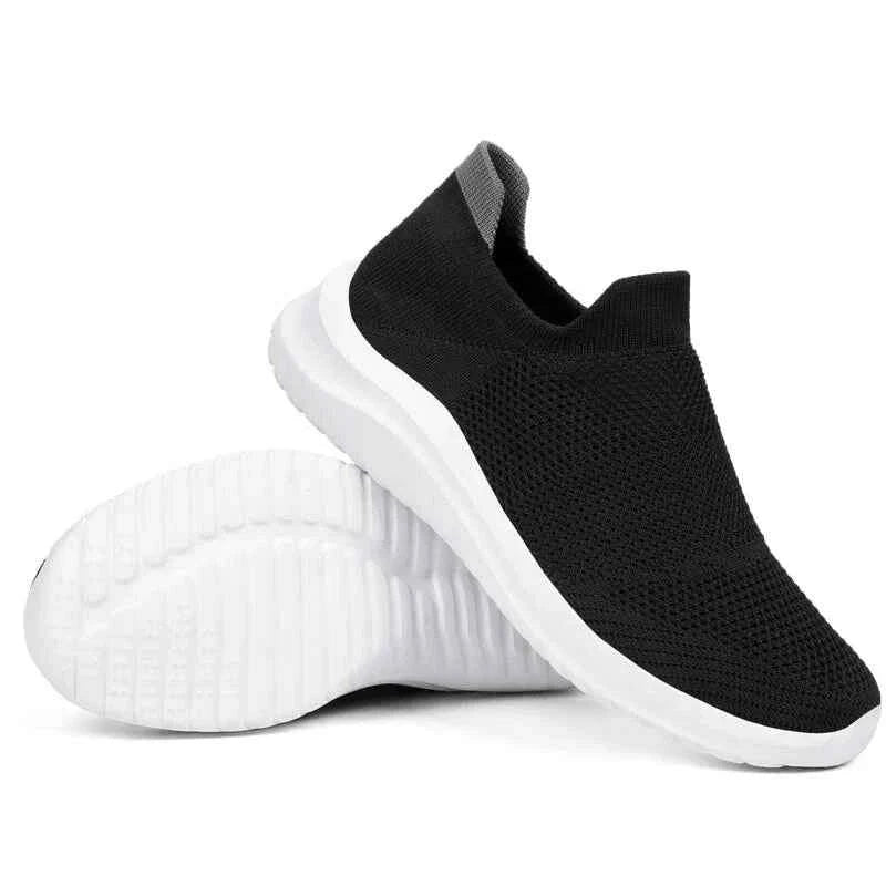 Unisex Lightweight Slip-On Sneakers – Ideal Running & Walking Shoes Black White