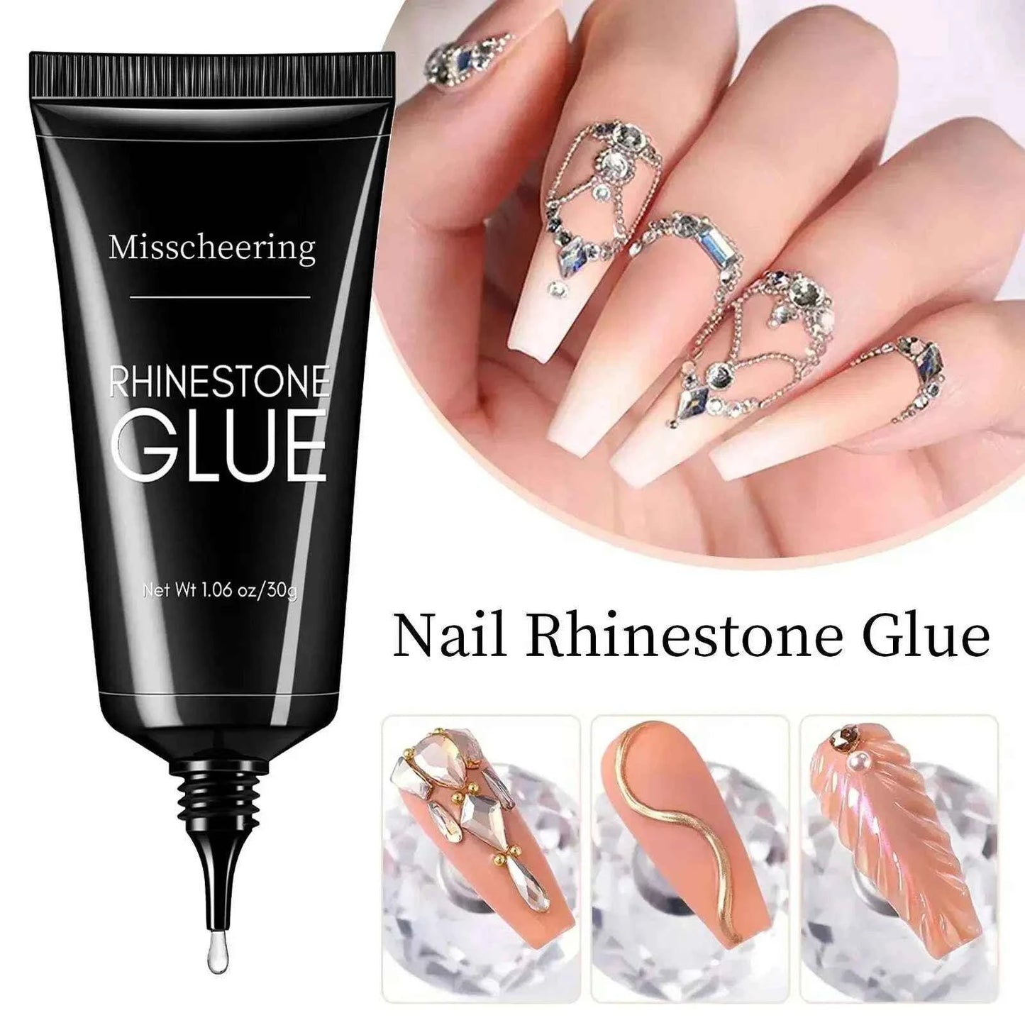 30g Nail Rhinestone Glue - Super Strong Gel for 3D Nail Art, Gem Decorations & Bling