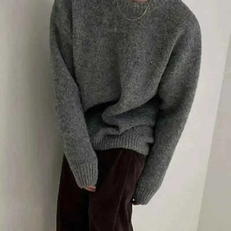 IEFB Men's Knitting Top Casual Loose Round Neck Pullover Sweater Spring Autumn Korean Fashion Male Solid Color Knits 9C2387