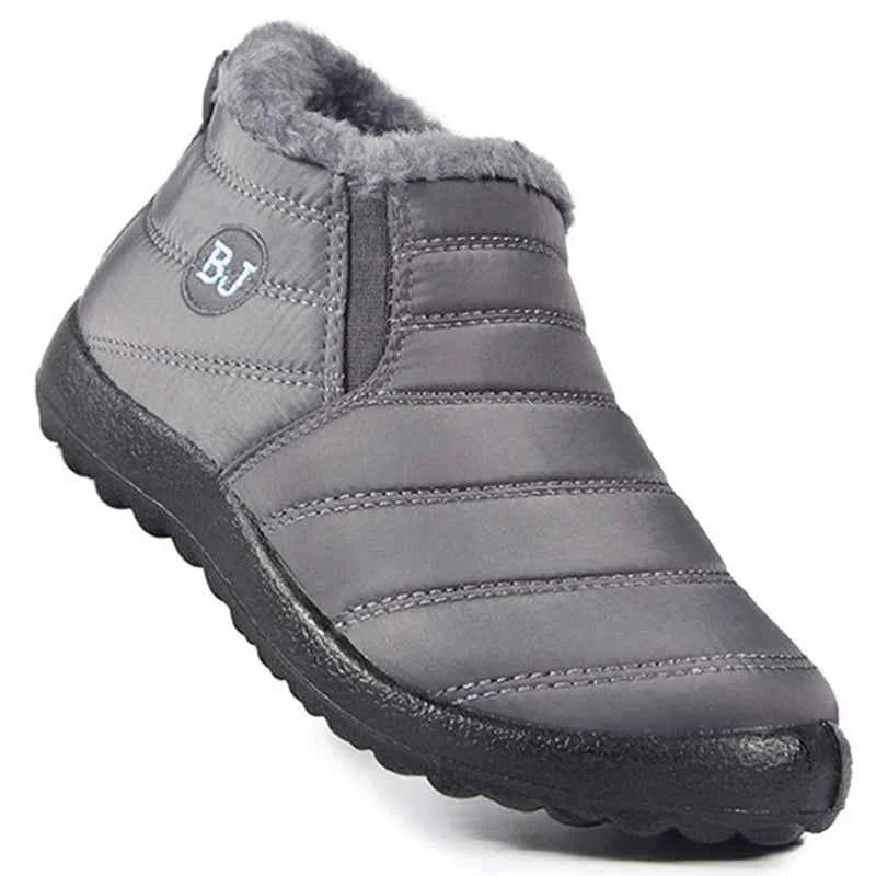 Men Winter Sneakers for Couples – Lightweight Casual Winter Loafers with Warm Fur GRAY