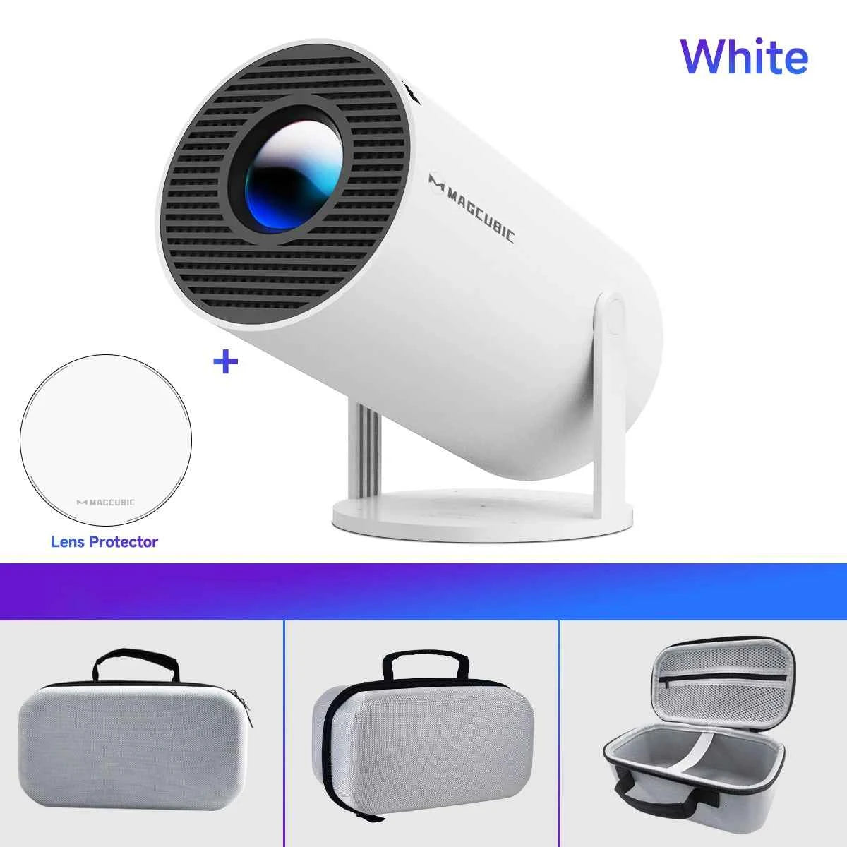 Magcubic 4K Android Projector HY300 Pro White Bag Lens