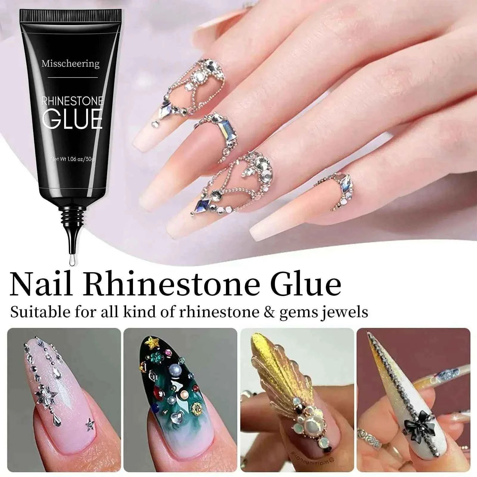 30g Nail Rhinestone Glue - Super Strong Gel for 3D Nail Art, Gem Decorations & Bling
