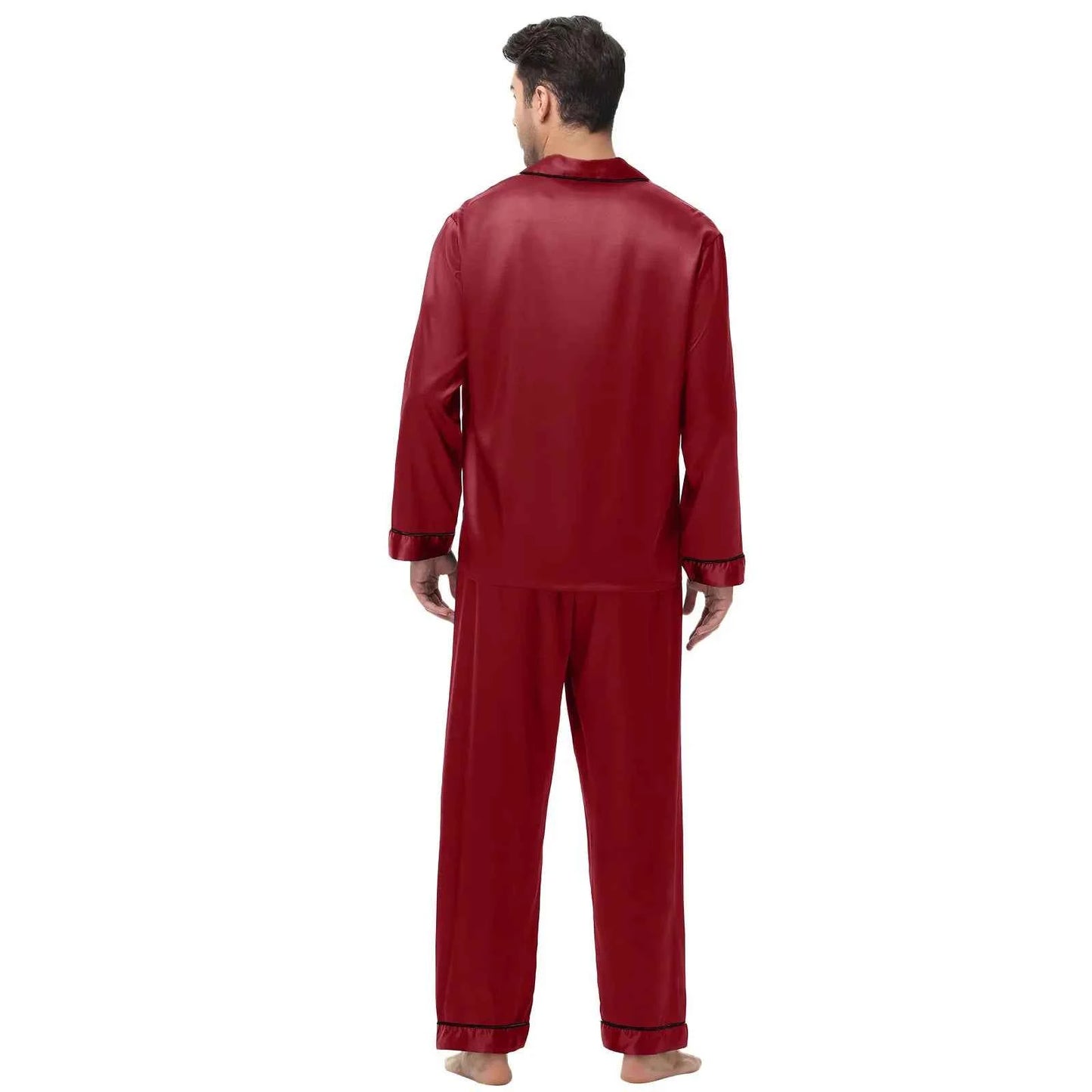Men's Silk Satin Pajamas Set - Long Sleeve Sleepwear for Men, Soft Loungewear, S-2XL, Spring Nightwear