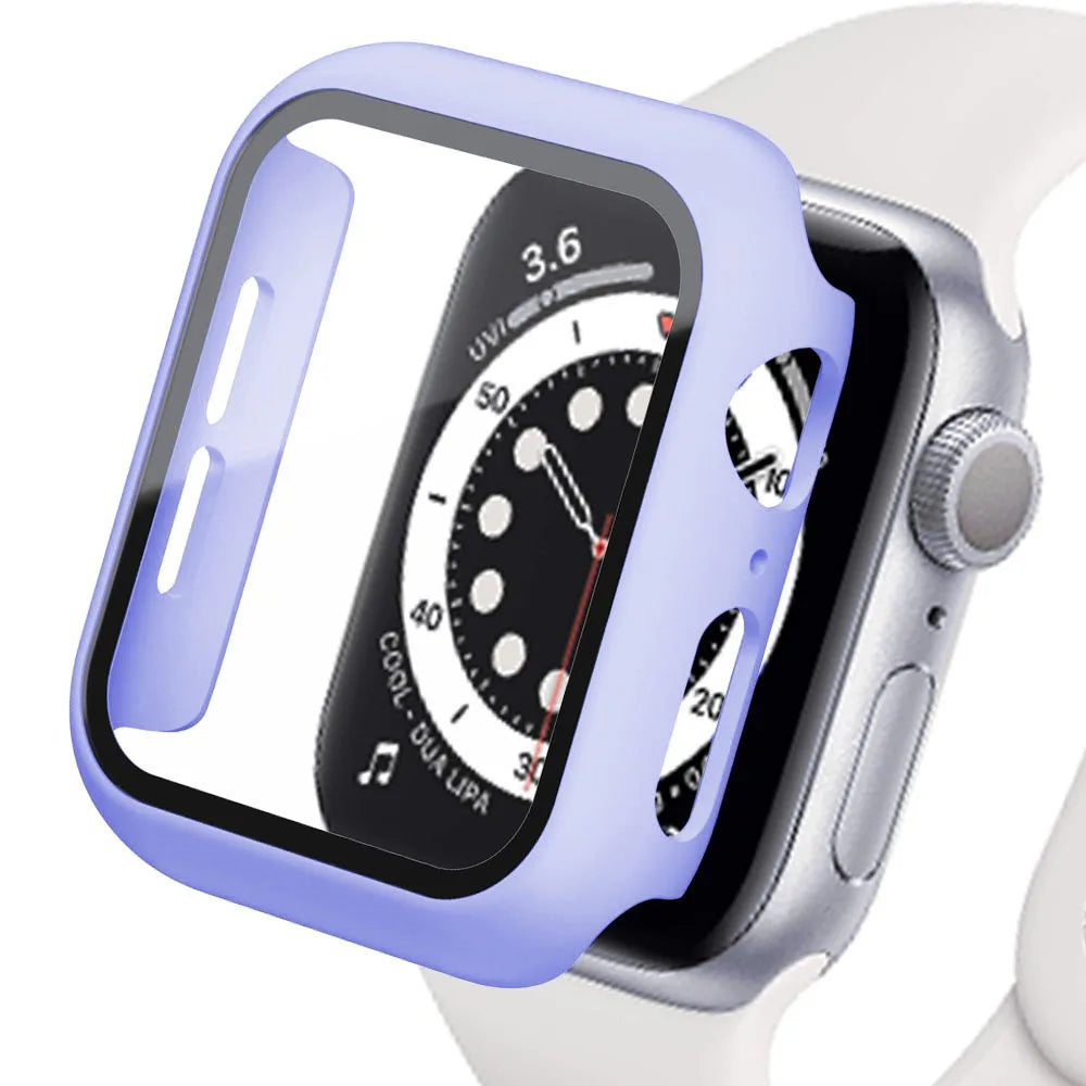 Tempered Glass Apple Watch Accessories Screen Protector and Case for 40mm 41mm 42mm 44mm 45mm Series 4 5 6 7 8 SE 9 Lilac 21 Series 7-8-9 45mm