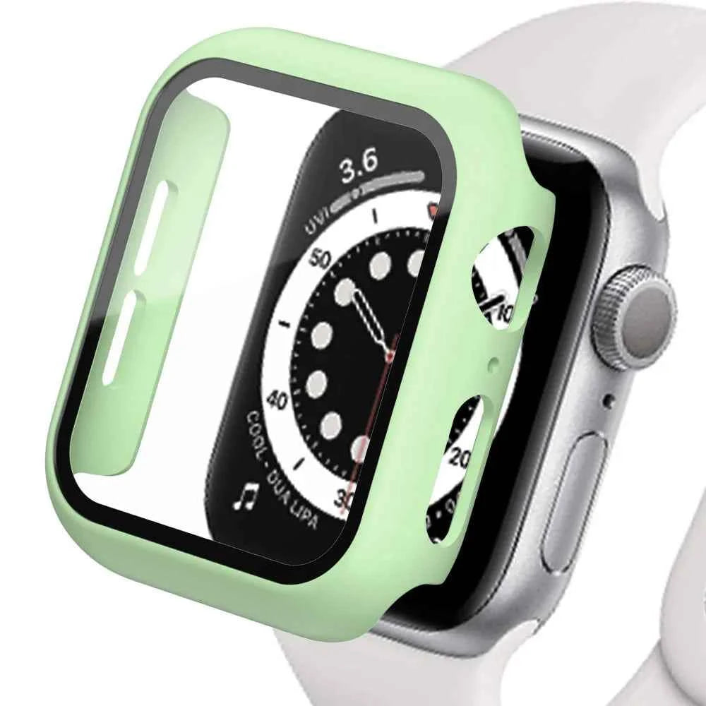 Tempered Glass Apple Watch Accessories Screen Protector and Case for 40mm 41mm 42mm 44mm 45mm Series 4 5 6 7 8 SE 9