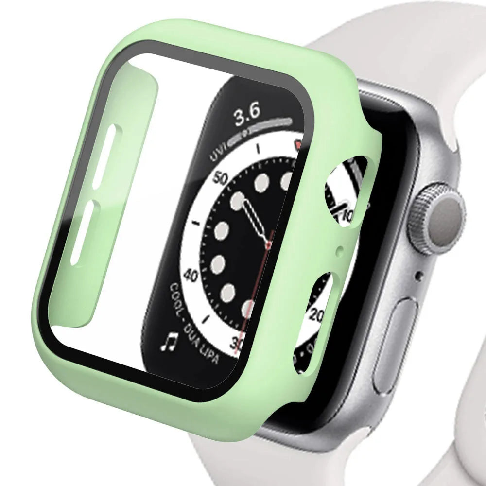 Tempered Glass Apple Watch Accessories Screen Protector and Case for 40mm 41mm 42mm 44mm 45mm Series 4 5 6 7 8 SE 9