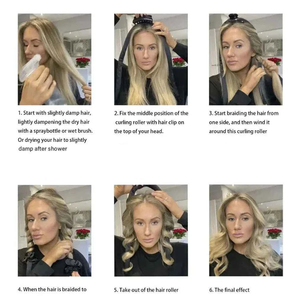 Heatless Curling Headband - Soft Silk Curls with No Heat Ribbon Hair Rollers for Effortless Hair Styling