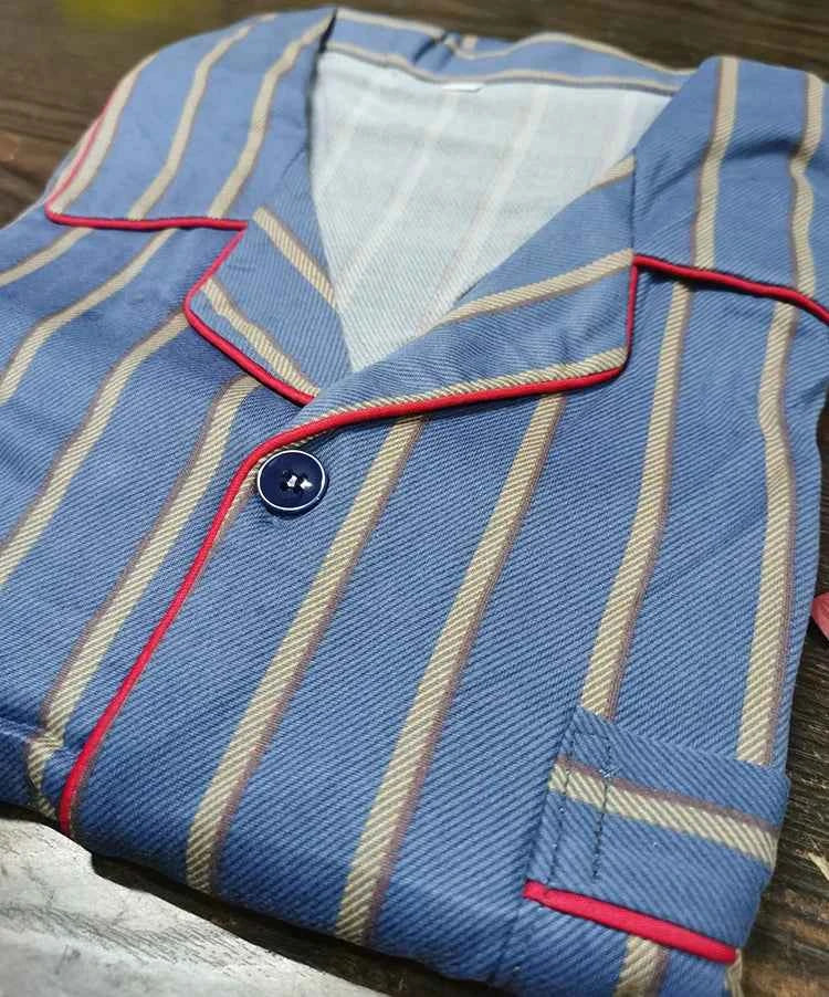 Spring Men's Pajamas Set for Fall and Winter - Long-Sleeved Top and Long Pants