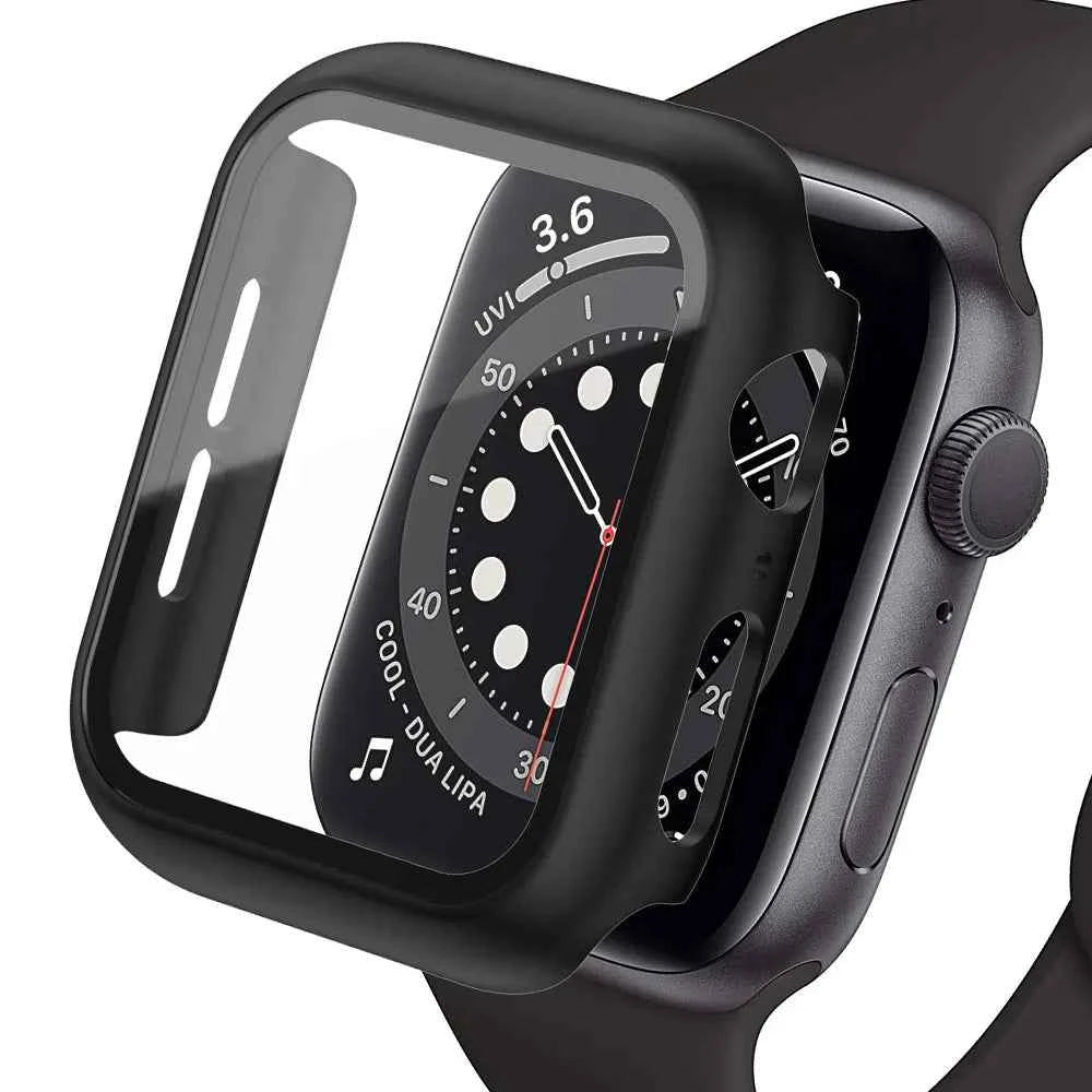 Tempered Glass Apple Watch Accessories Screen Protector and Case for 40mm 41mm 42mm 44mm 45mm Series 4 5 6 7 8 SE 9