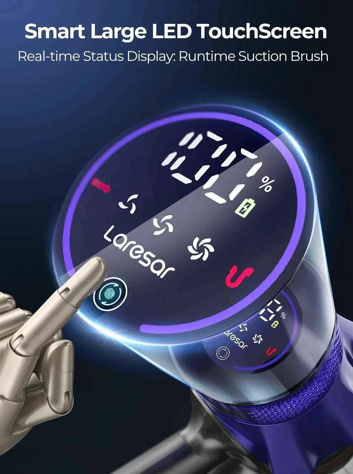 Laresar V7 Cordless Vacuum Cleaner with 500W Power, 50KPA Suction, Removable Battery & Smart Dust Cup for Home Cleaning - Perfect for Women's Suede Mules Slippers Care