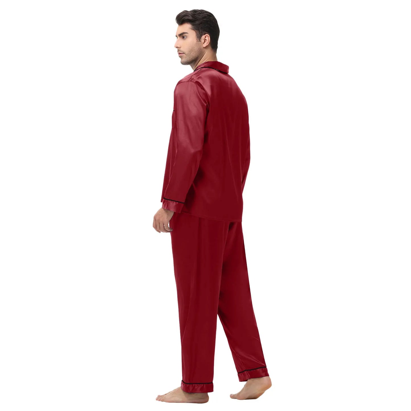 Men's Silk Satin Pajamas Set - Long Sleeve Sleepwear for Men, Soft Loungewear, S-2XL, Spring Nightwear