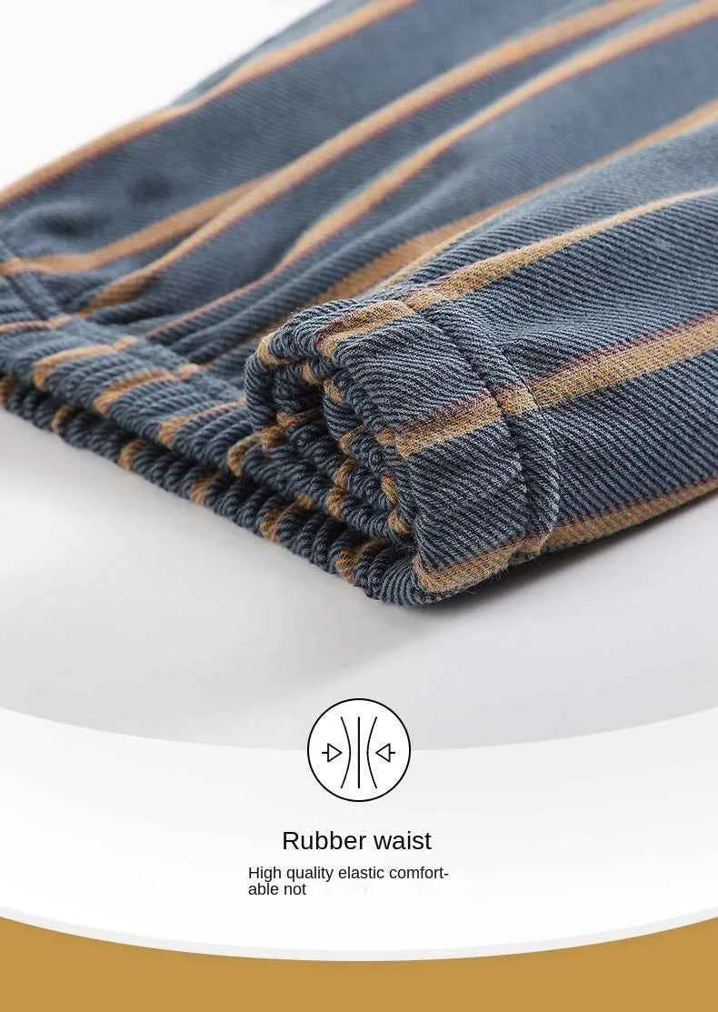 Spring Men's Pajamas Set for Fall and Winter - Long-Sleeved Top and Long Pants