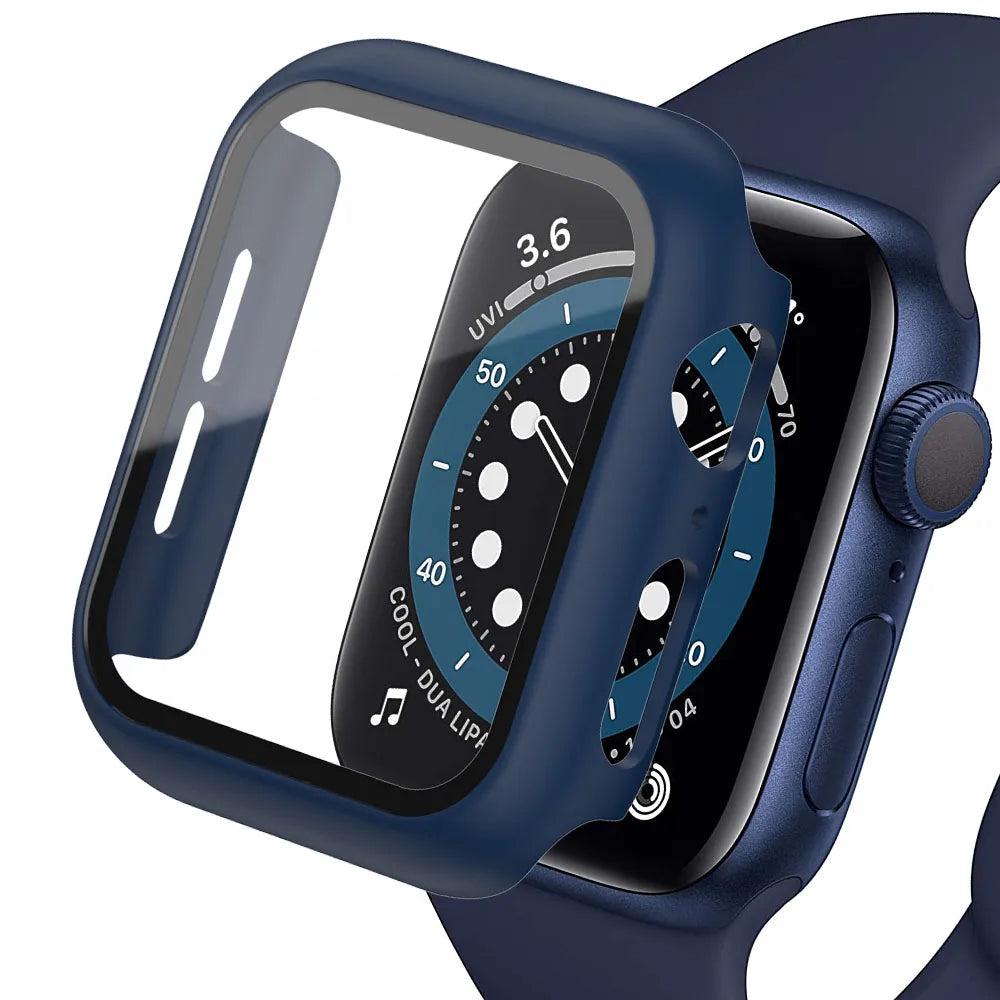 Tempered Glass Apple Watch Accessories Screen Protector and Case for 40mm 41mm 42mm 44mm 45mm Series 4 5 6 7 8 SE 9