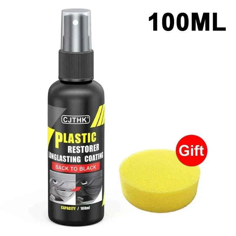 Car Plastic Restorer Back to Black - Long-lasting Gloss Coating for Plastic and Leather Renovation Auto Polish 100ml