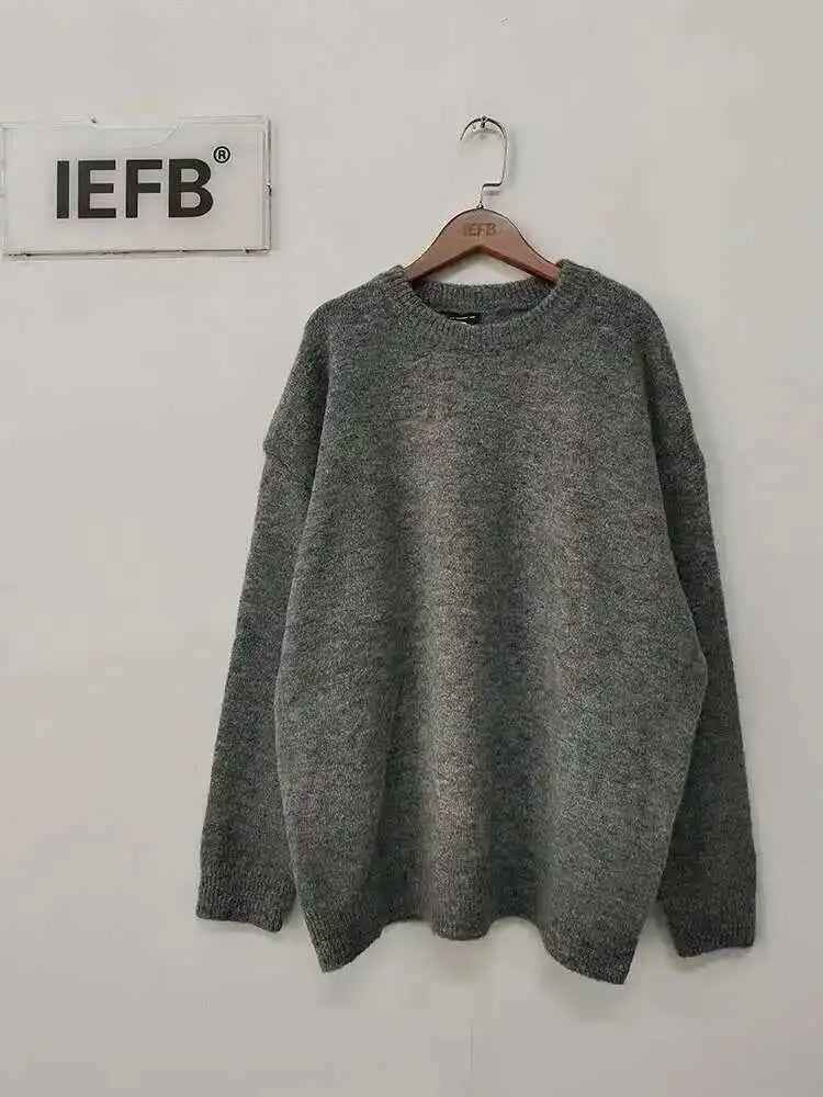 IEFB Men's Knitting Top Casual Loose Round Neck Pullover Sweater Spring Autumn Korean Fashion Male Solid Color Knits 9C2387