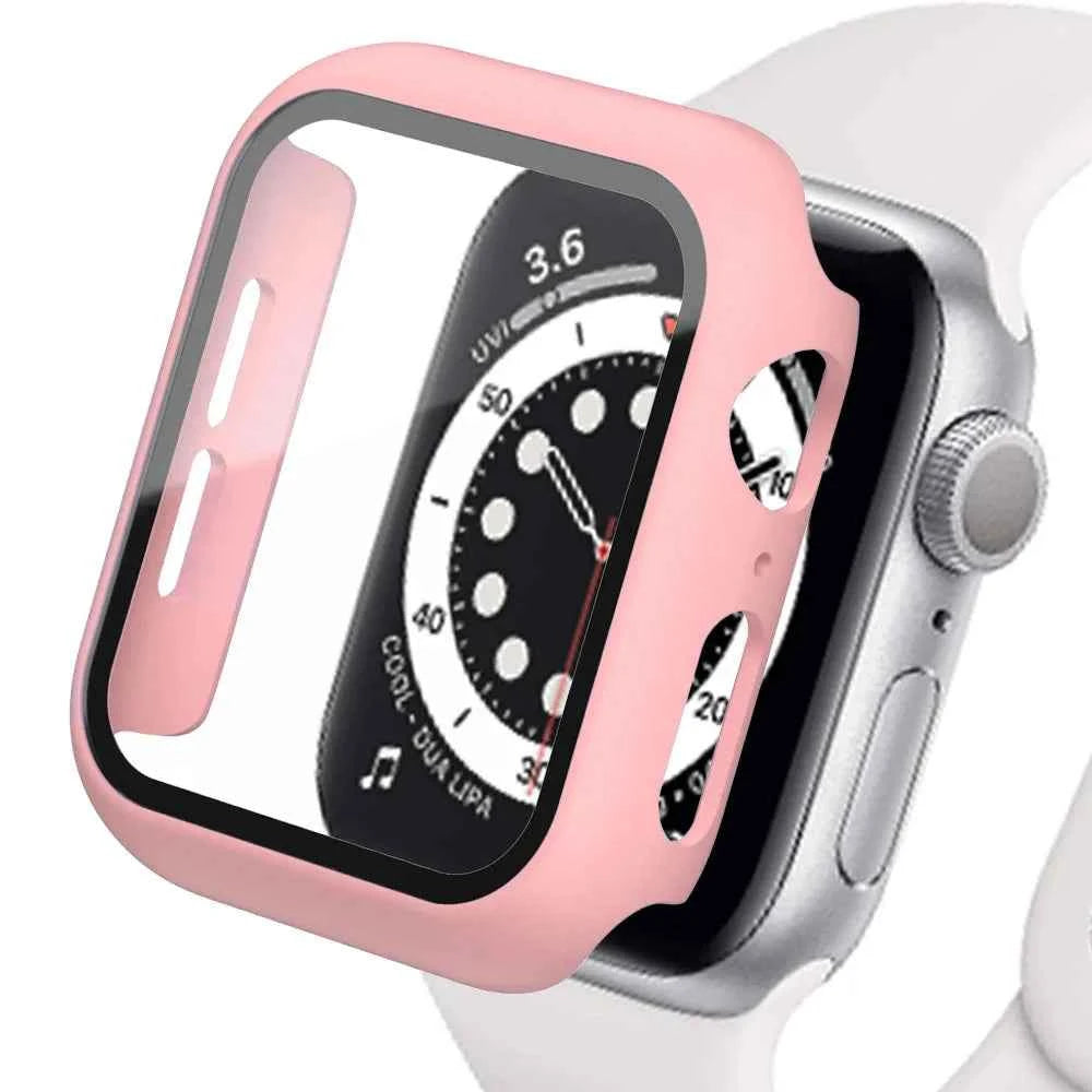 Tempered Glass Apple Watch Accessories Screen Protector and Case for 40mm 41mm 42mm 44mm 45mm Series 4 5 6 7 8 SE 9
