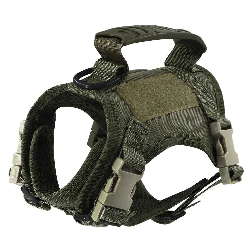 Tactical Cat Harness Adjustable Puppy Vest For Military Small Dogs Harnesses withControl Handle Walking Training Cat Accessories Green harness United States