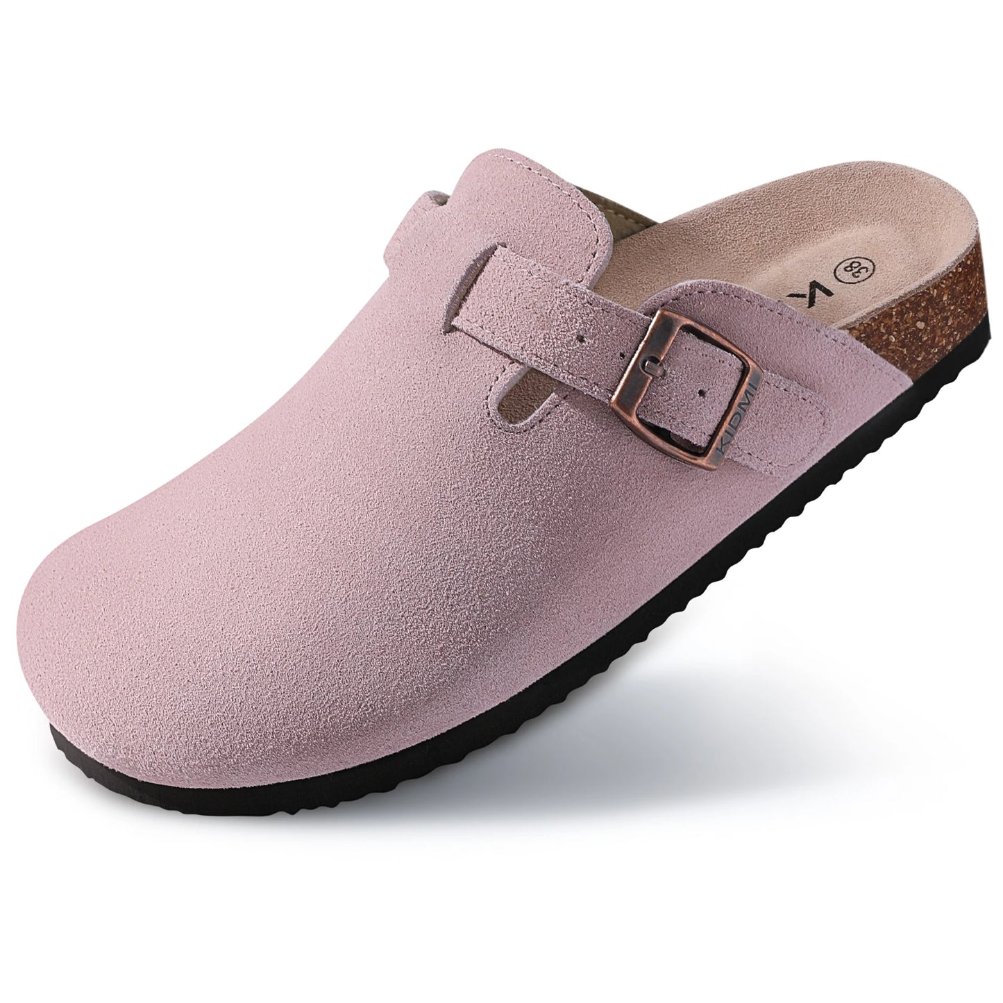 Comwarm Fashion Women's Suede Mules Slippers Men Clogs Cork Insole Sandals With Arch Support Outdoor Beach Slides Home Shoes for Comfortable Dog Cooling Mat Use