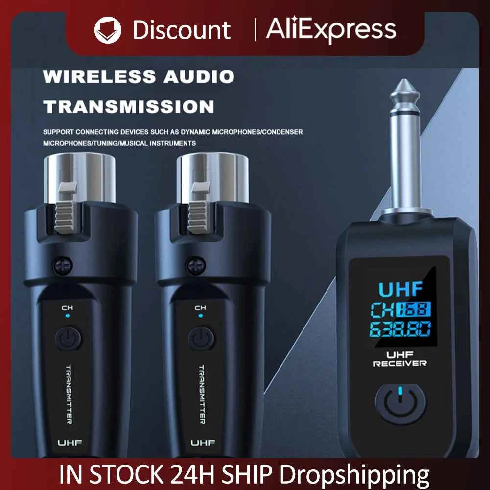 XLR Wireless Microphone System for Audio Mixer and Electric Guitar Bass