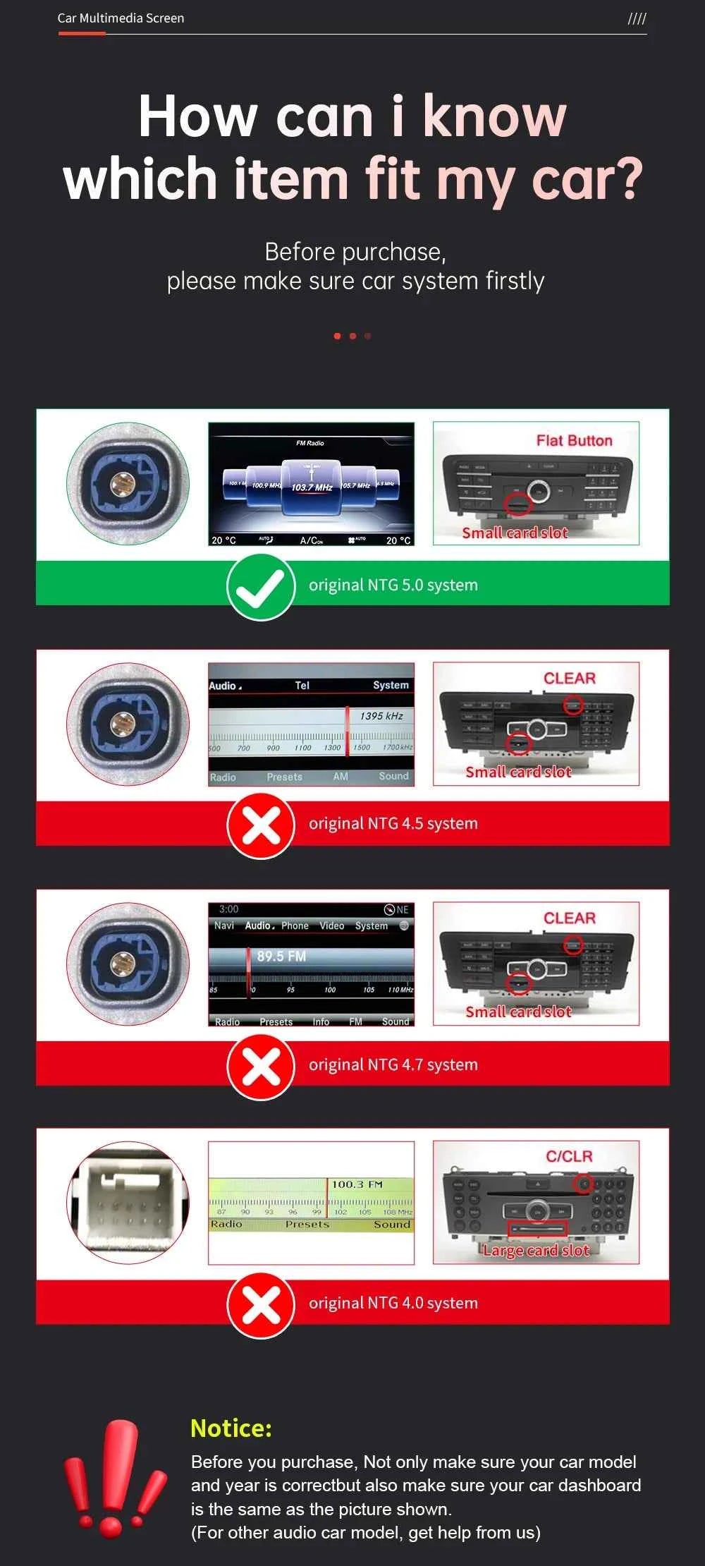 RoadTop Wireless CarPlay Display for Mercedes-Benz CLA GLA A Class W176 2016-2018 NTG5.0 TouchScreen