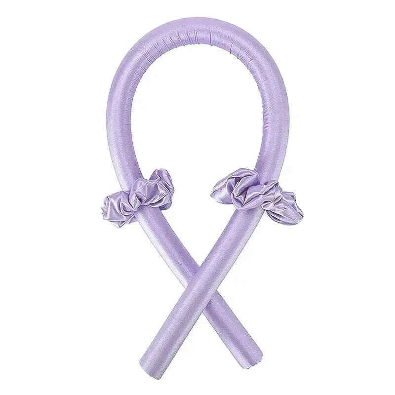 Heatless Curling Headband - Soft Silk Curls with No Heat Ribbon Hair Rollers for Effortless Hair Styling Purple no Clip CHINA