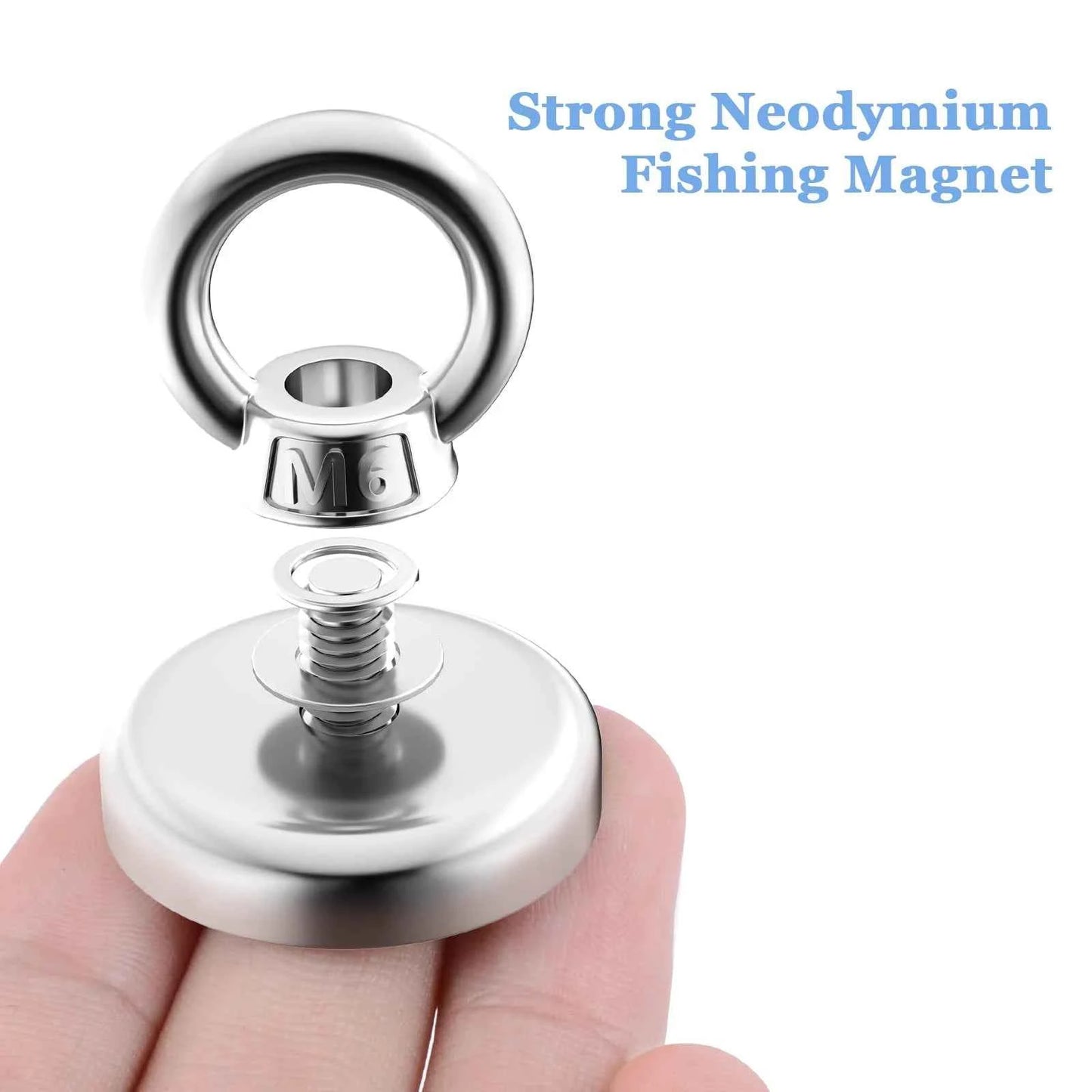 Super Strong Neodymium Fishing Magnets Heavy Duty with Countersunk Hole Eyebolt for Magnetic Fishing Salvage