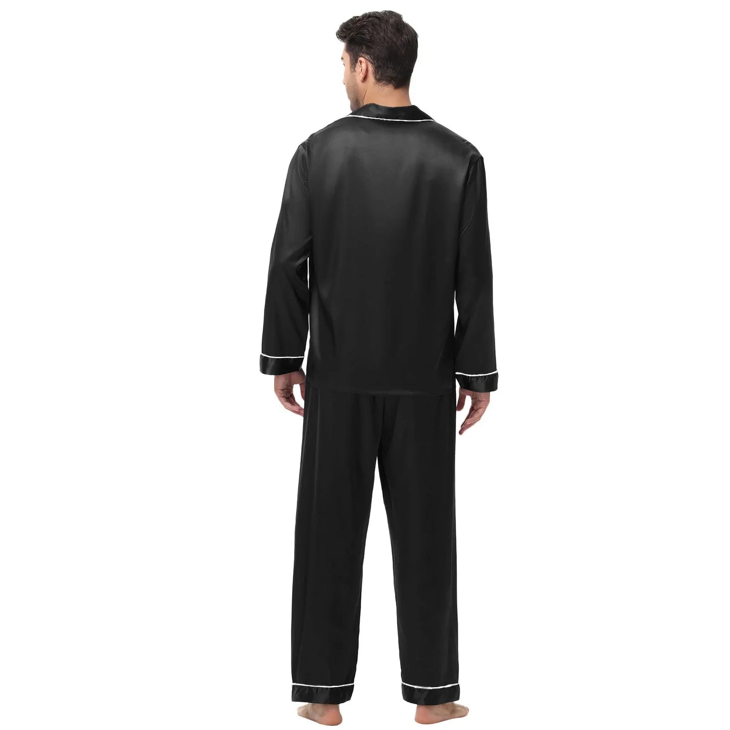 Men's Silk Satin Pajamas Set - Long Sleeve Sleepwear for Men, Soft Loungewear, S-2XL, Spring Nightwear