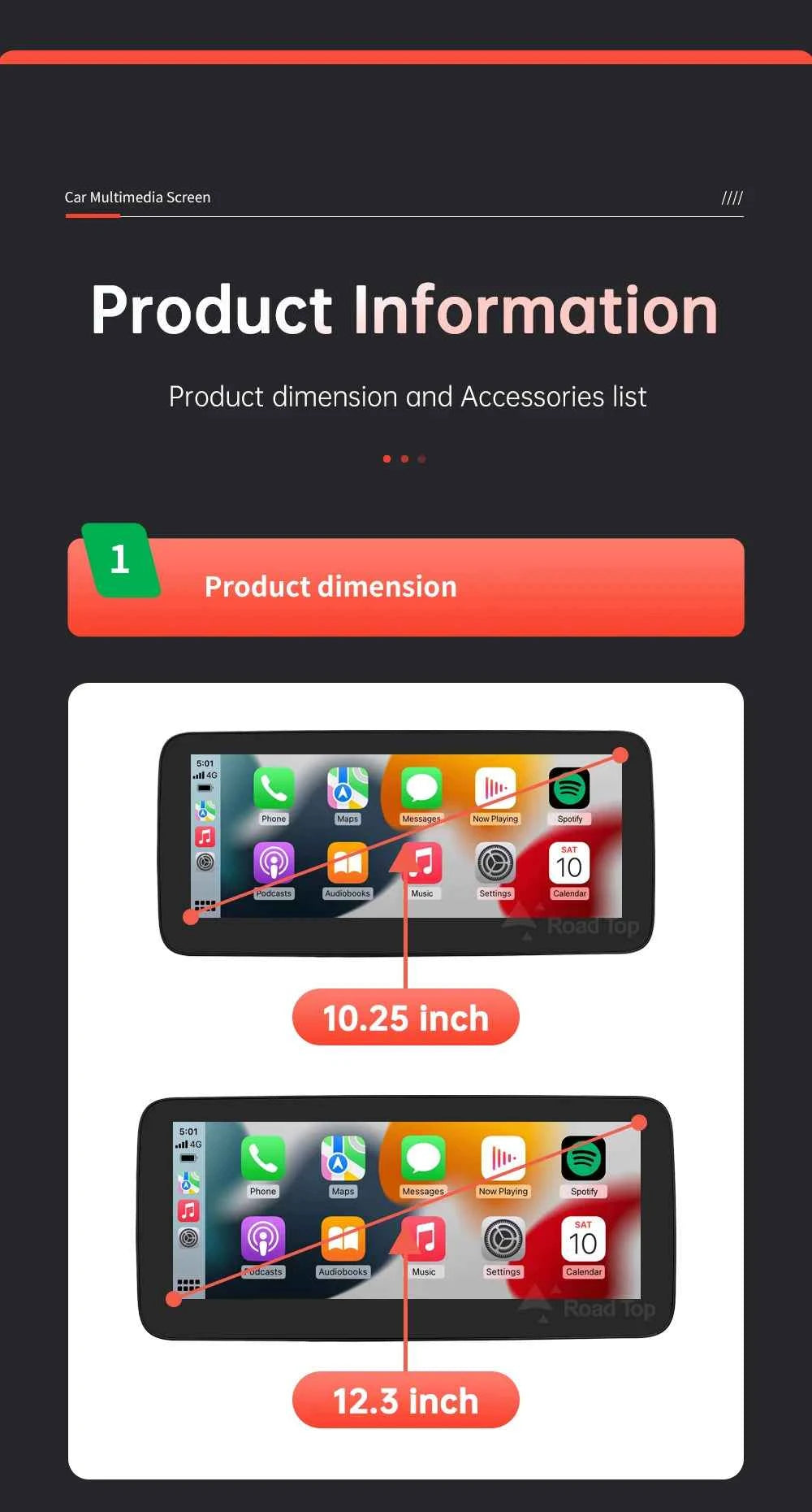 RoadTop Wireless CarPlay Display for Mercedes-Benz CLA GLA A Class W176 2016-2018 NTG5.0 TouchScreen