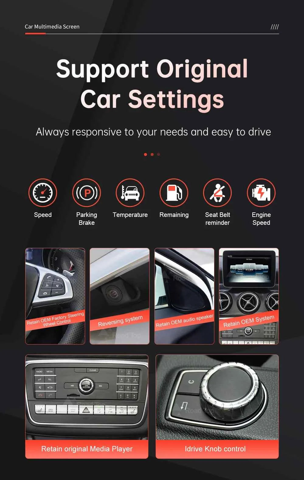 RoadTop Wireless CarPlay Display for Mercedes-Benz CLA GLA A Class W176 2016-2018 NTG5.0 TouchScreen