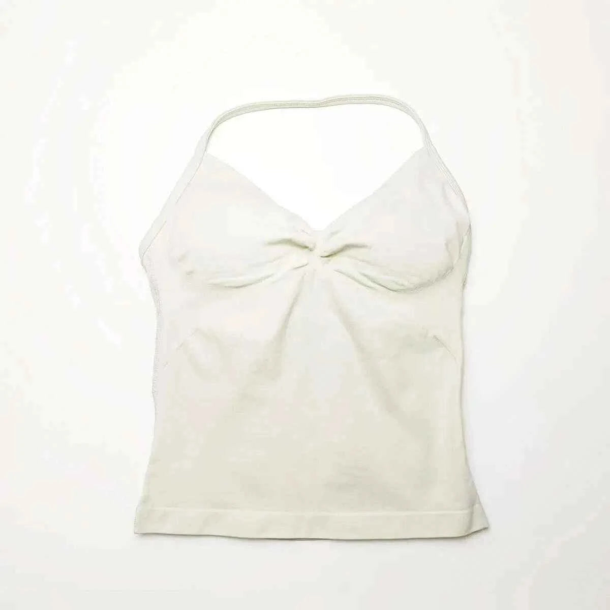 NCLAGEN Longline Yoga Sports Top Women's Fitness Tank with Beautiful Open Back Bra for Gym and Running Workout Feather beige