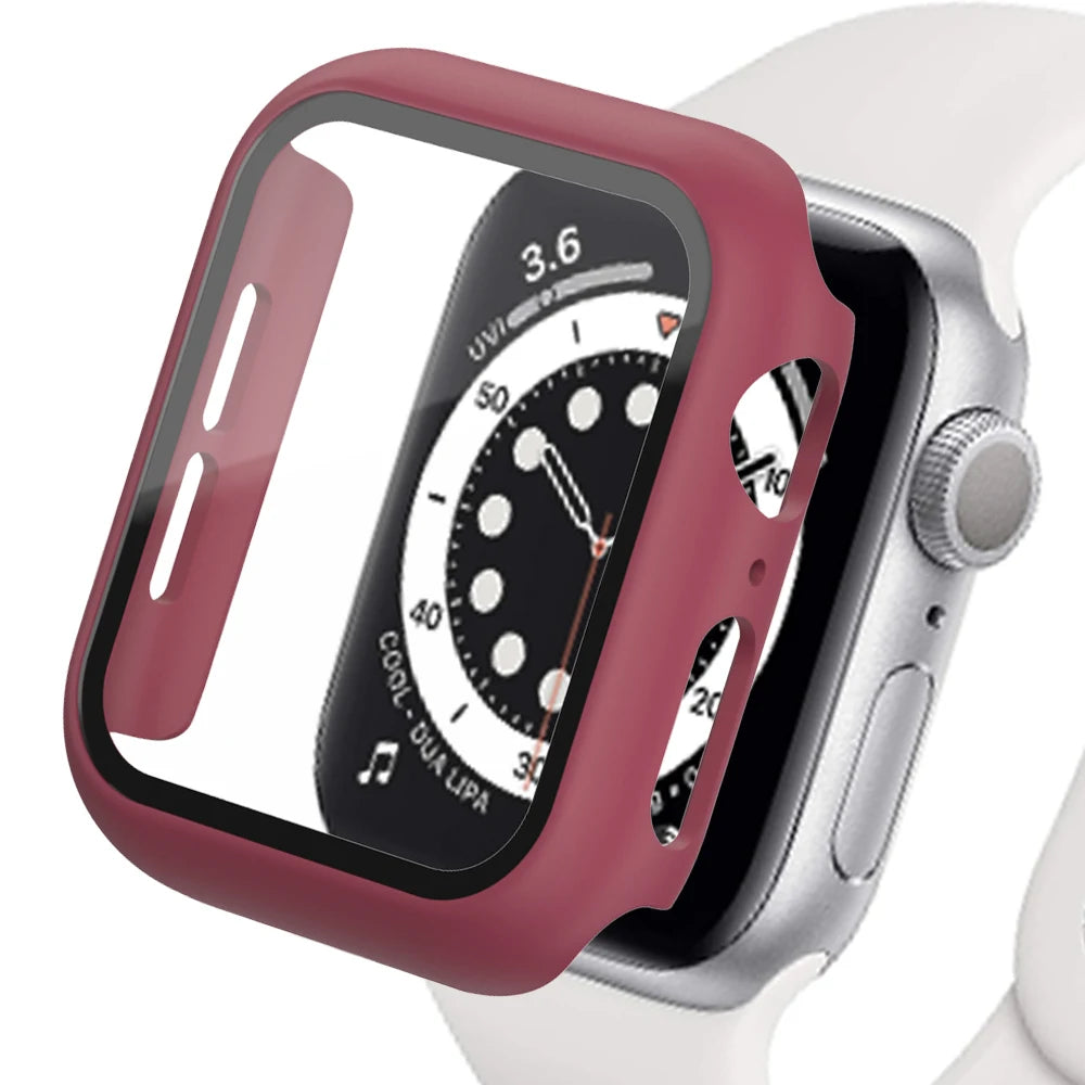 Tempered Glass Apple Watch Accessories Screen Protector and Case for 40mm 41mm 42mm 44mm 45mm Series 4 5 6 7 8 SE 9